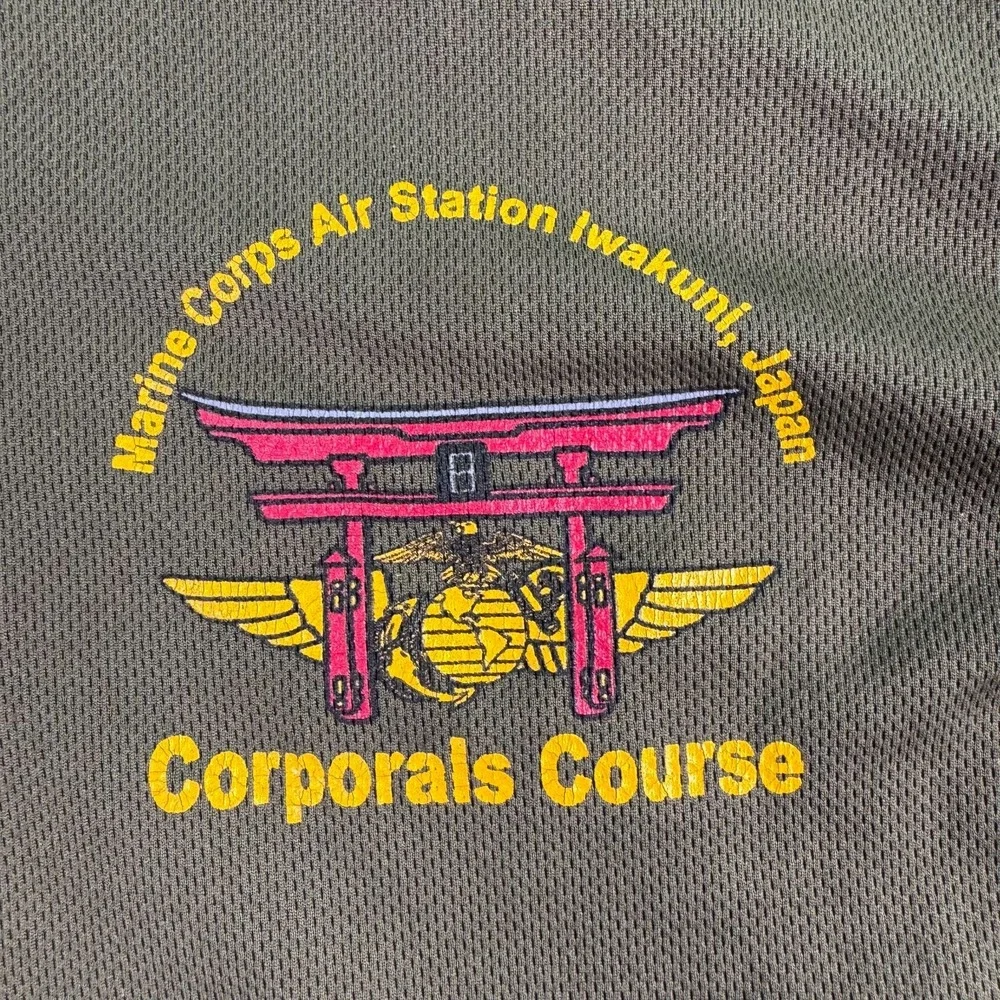 USMC Corporals Course T Shirt Mens M Olive MCAS Iwakuni Japan Military Marine